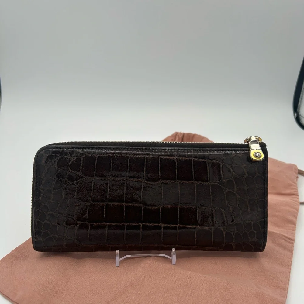 Miu Miu Crocodile Embossed Wallet w/ Dustbag - Picture 2 of 9